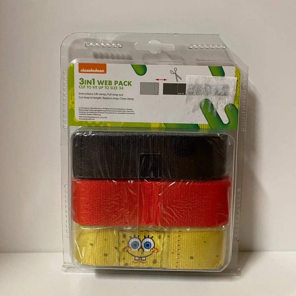 Nickelodeon Belt Youth Boys Interchangeable Clamp TMNT SpongeBob SquarePants